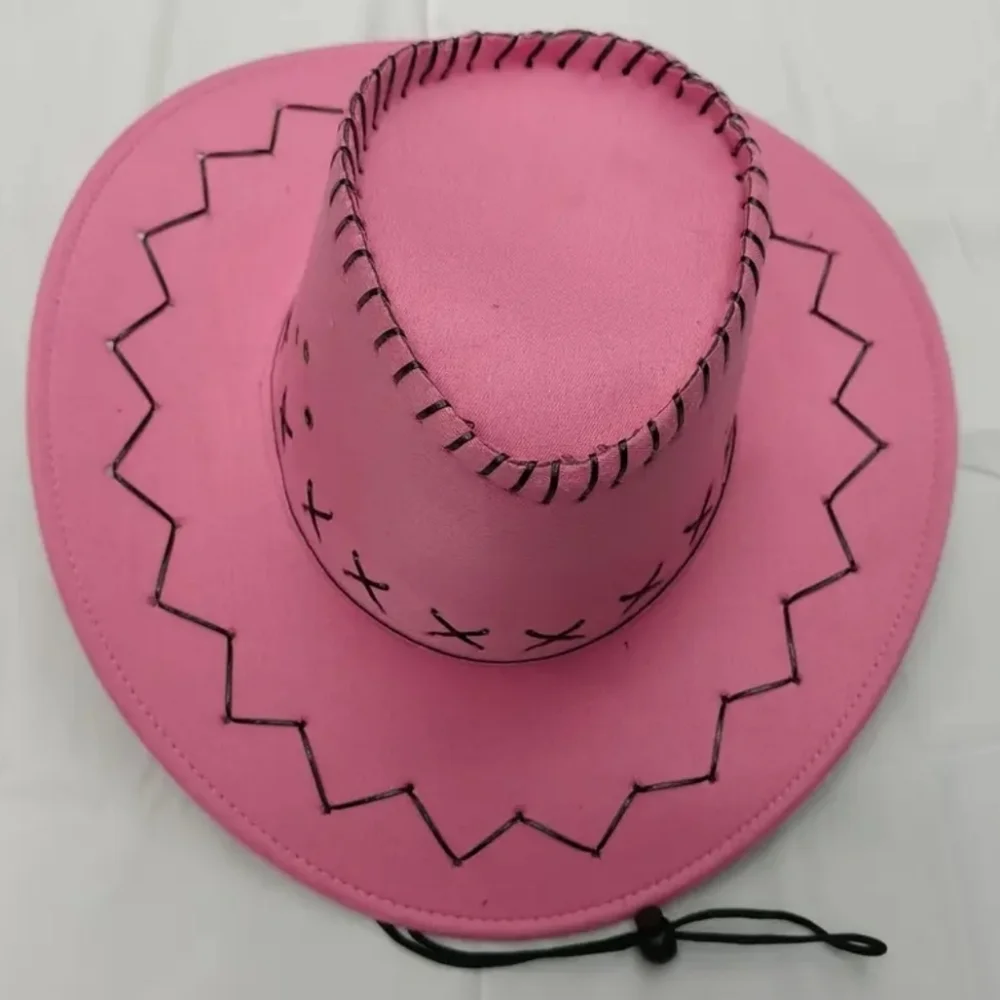 Pink Cowboy Hat with Black Stitching